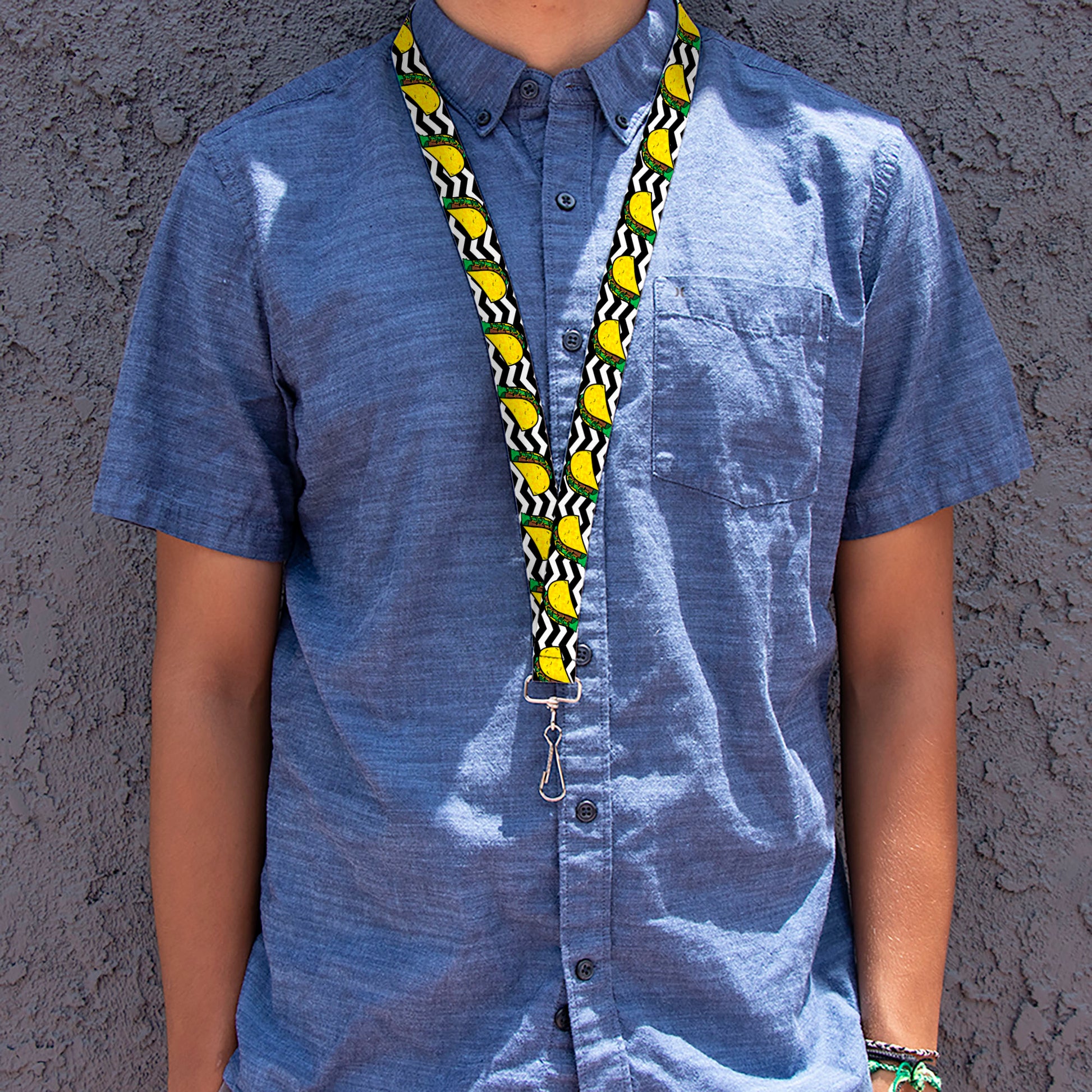 Lanyard - 1.0" - Taco Chevron Black White Lanyards Buckle-Down