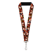 Lanyard - 1.0" - Top Hat Pin Up Girl Poker Chips Vertical Stripes Red Black Lanyards Buckle-Down