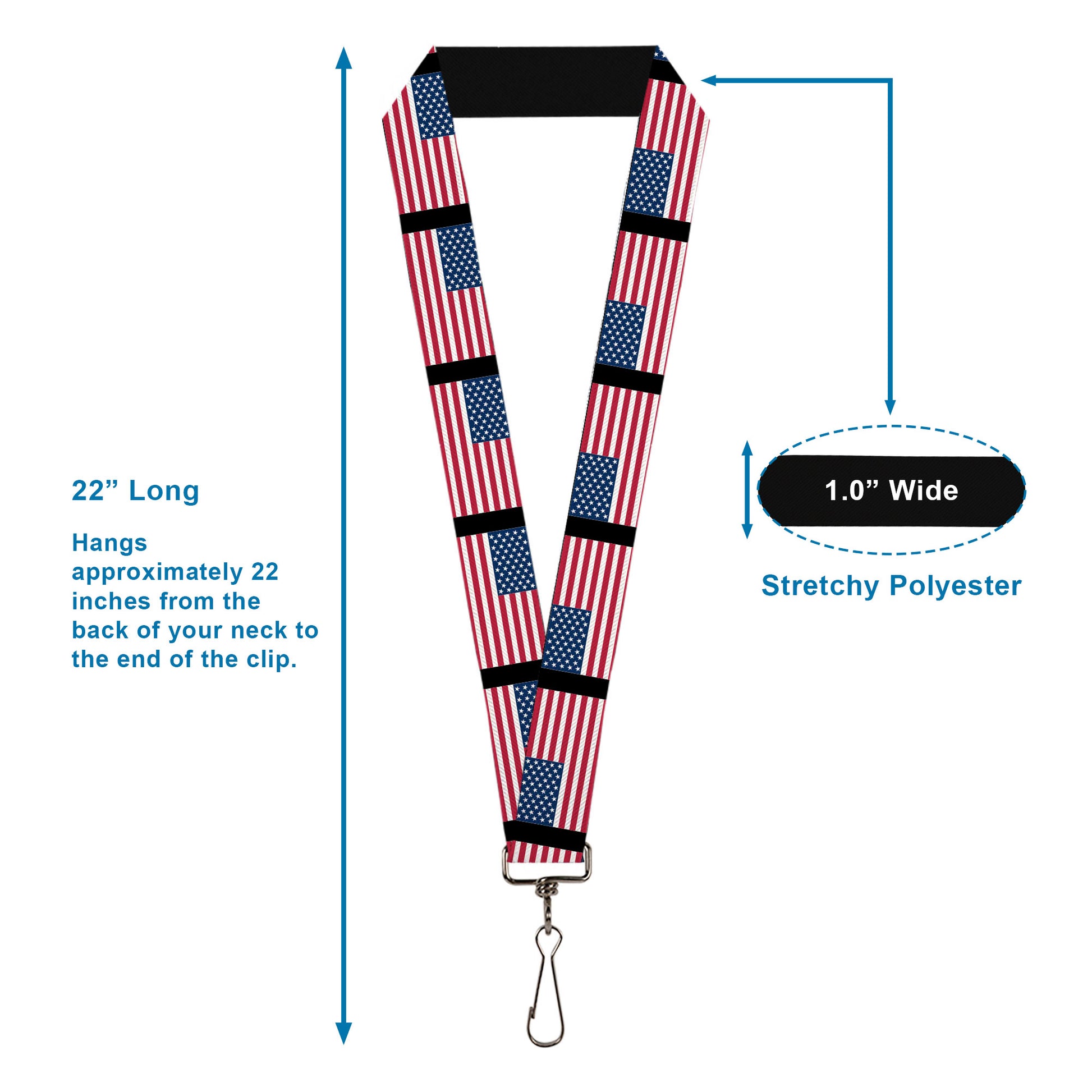 Lanyard - 1.0" - United States Flags Lanyards Buckle-Down