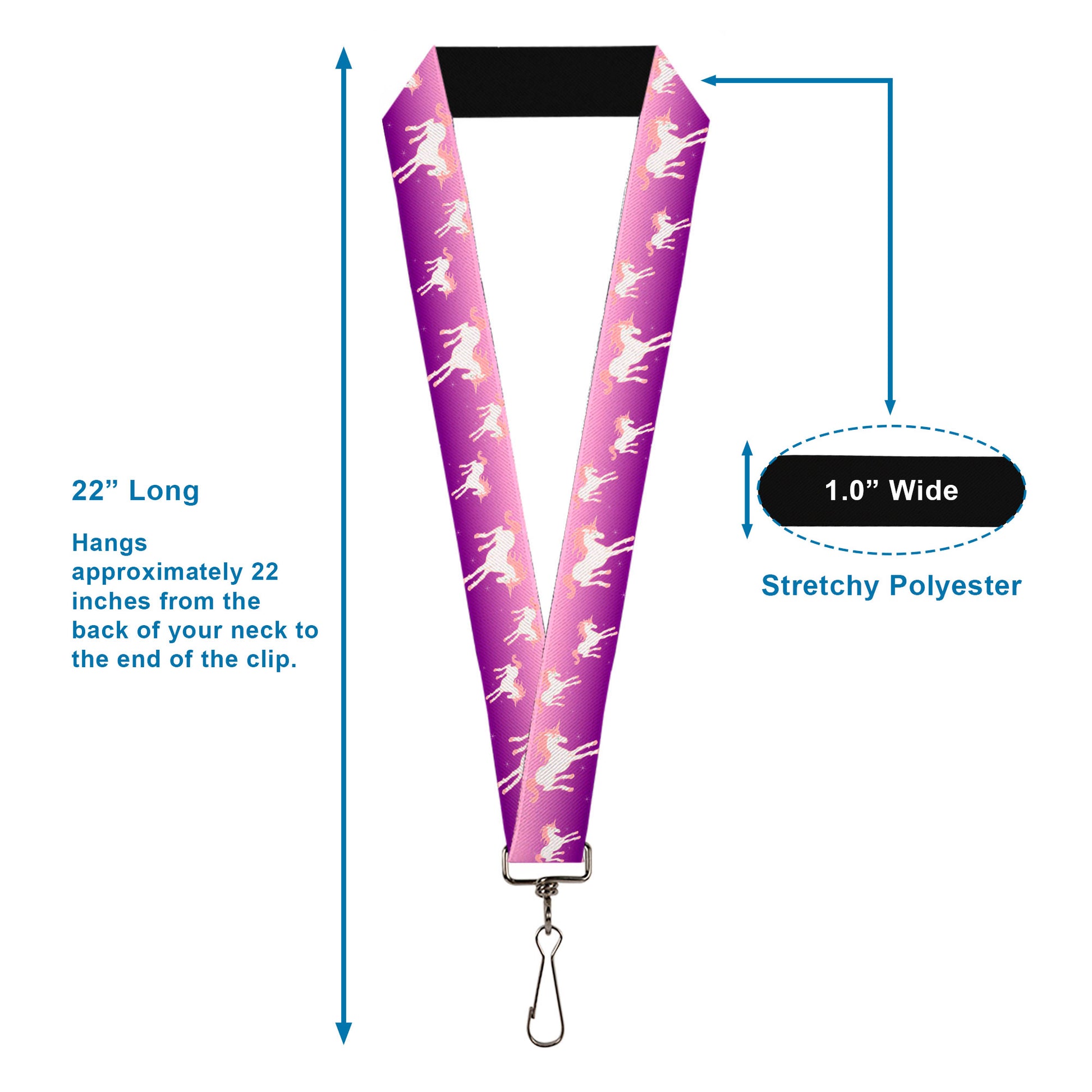 Lanyard - 1.0" - Unicorn Sparkles Purple Pink Lanyards Buckle-Down