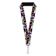 Lanyard - 1.0" - Unicorns Rainbow Swirl Black Lanyards Buckle-Down