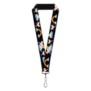 Lanyard - 1.0" - Unicorns Rainbows Stars Black Lanyards Buckle-Down