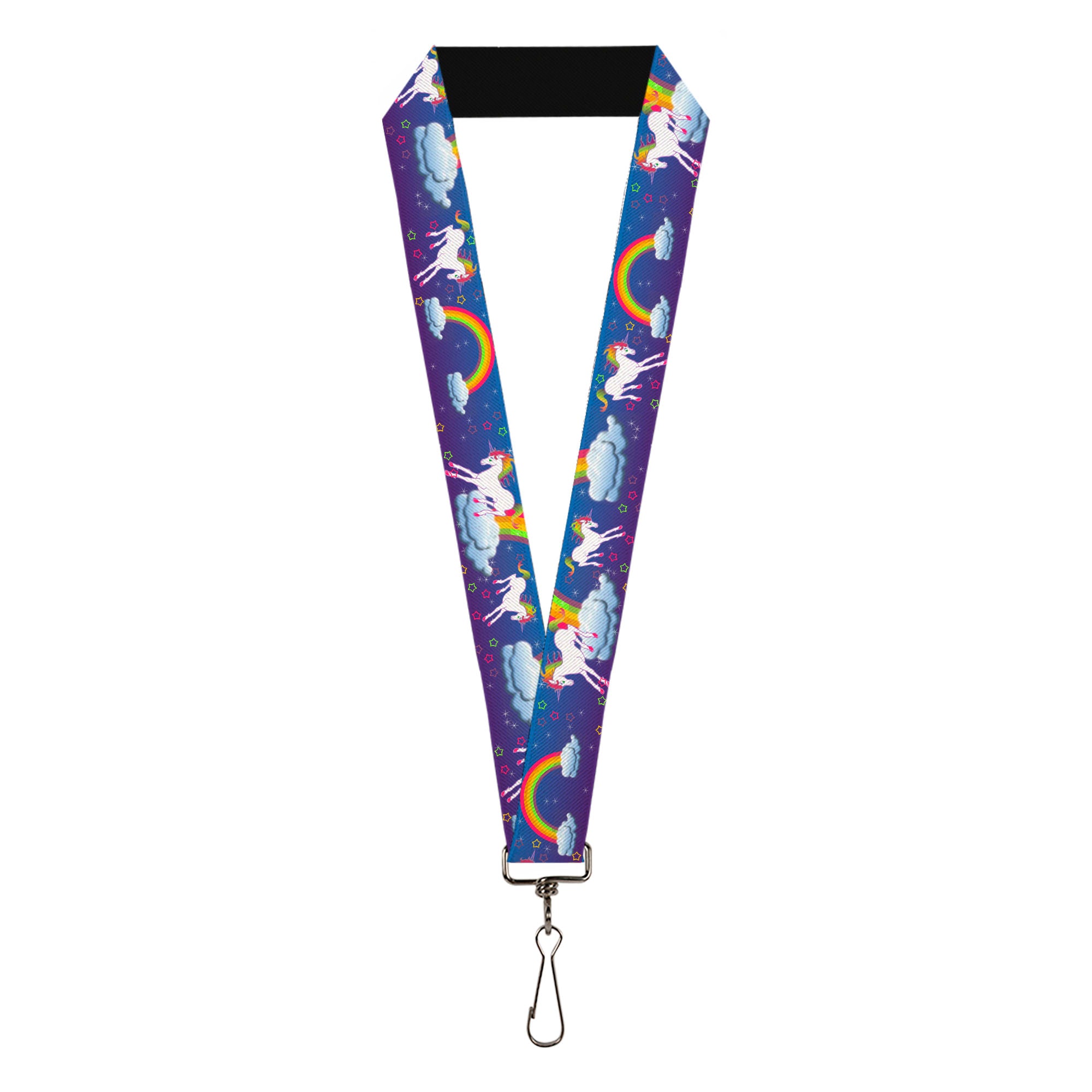 Lanyard - 1.0" - Unicorns Rainbows Stars Blue Purple Lanyards Buckle-Down