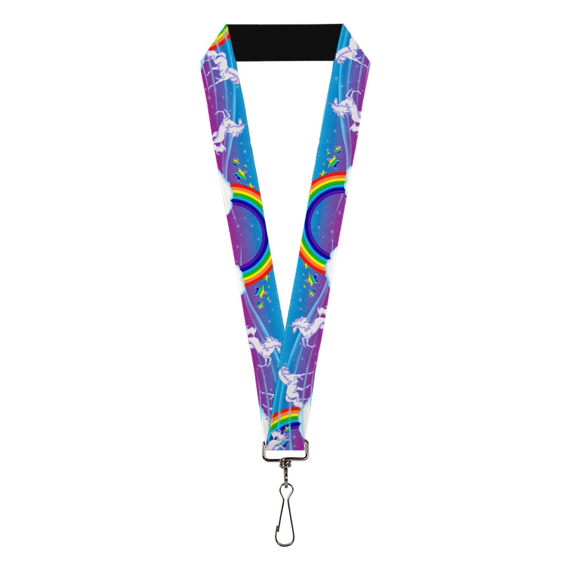 Lanyard - 1.0" - Unicorns Rainbows Stars Blue Rainbow White Lanyards Buckle-Down