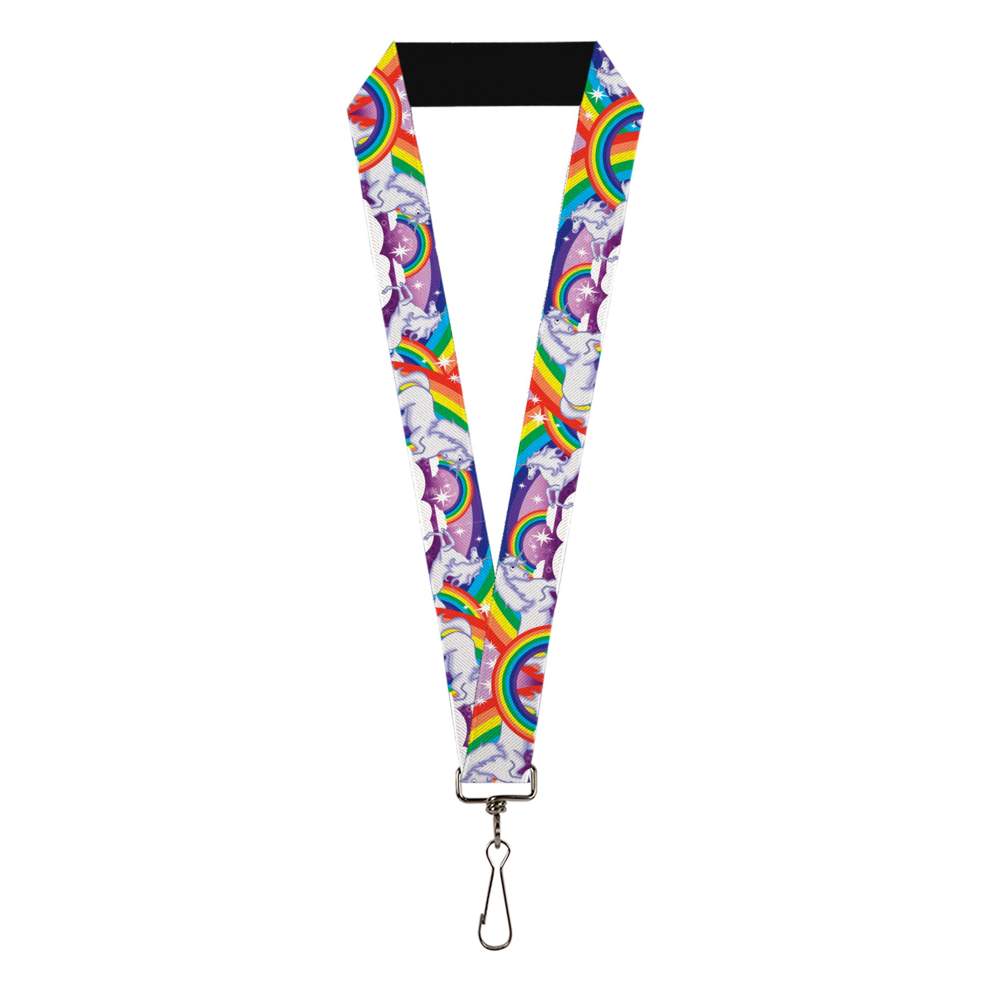 Lanyard - 1.0" - Unicorns in Rainbows w Sparkles Purple Lanyards Buckle-Down