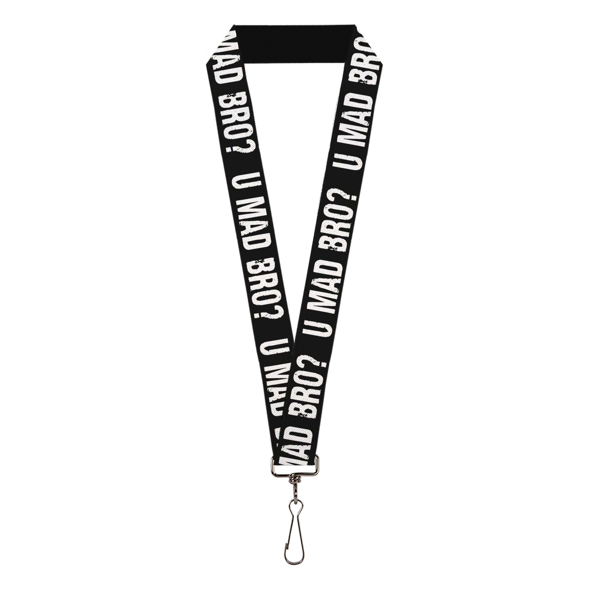 Lanyard - 1.0" - U MAD BRO? Weathered Black White Lanyards Buckle-Down