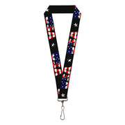 Lanyard - 1.0" - USA w Star Black US Flags Lanyards Buckle-Down