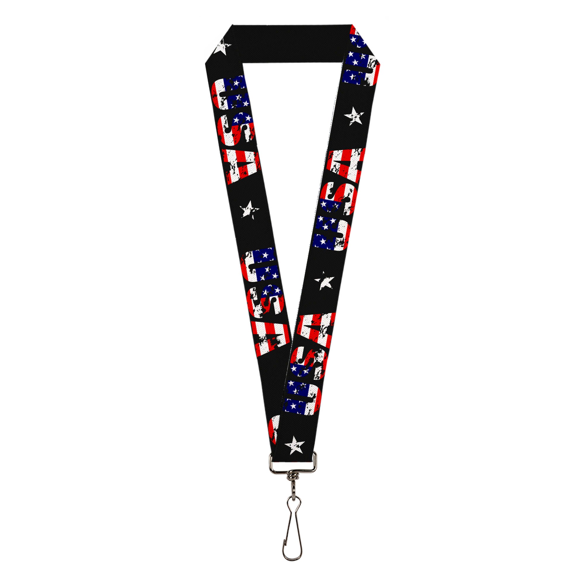 Lanyard - 1.0" - USA w Star Black US Flags Lanyards Buckle-Down