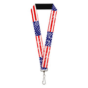 Lanyard - 1.0" - United States Flags CLOSE-UP Weathered Lanyards Buckle-Down