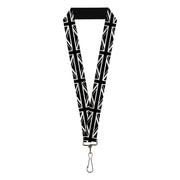 Lanyard - 1.0" - Union Jack Distressed Black White Lanyards Buckle-Down