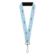 Lanyard - 1.0" - Unicorns Rainbow Star Baby Blue Pink Yellow Lanyards Buckle-Down