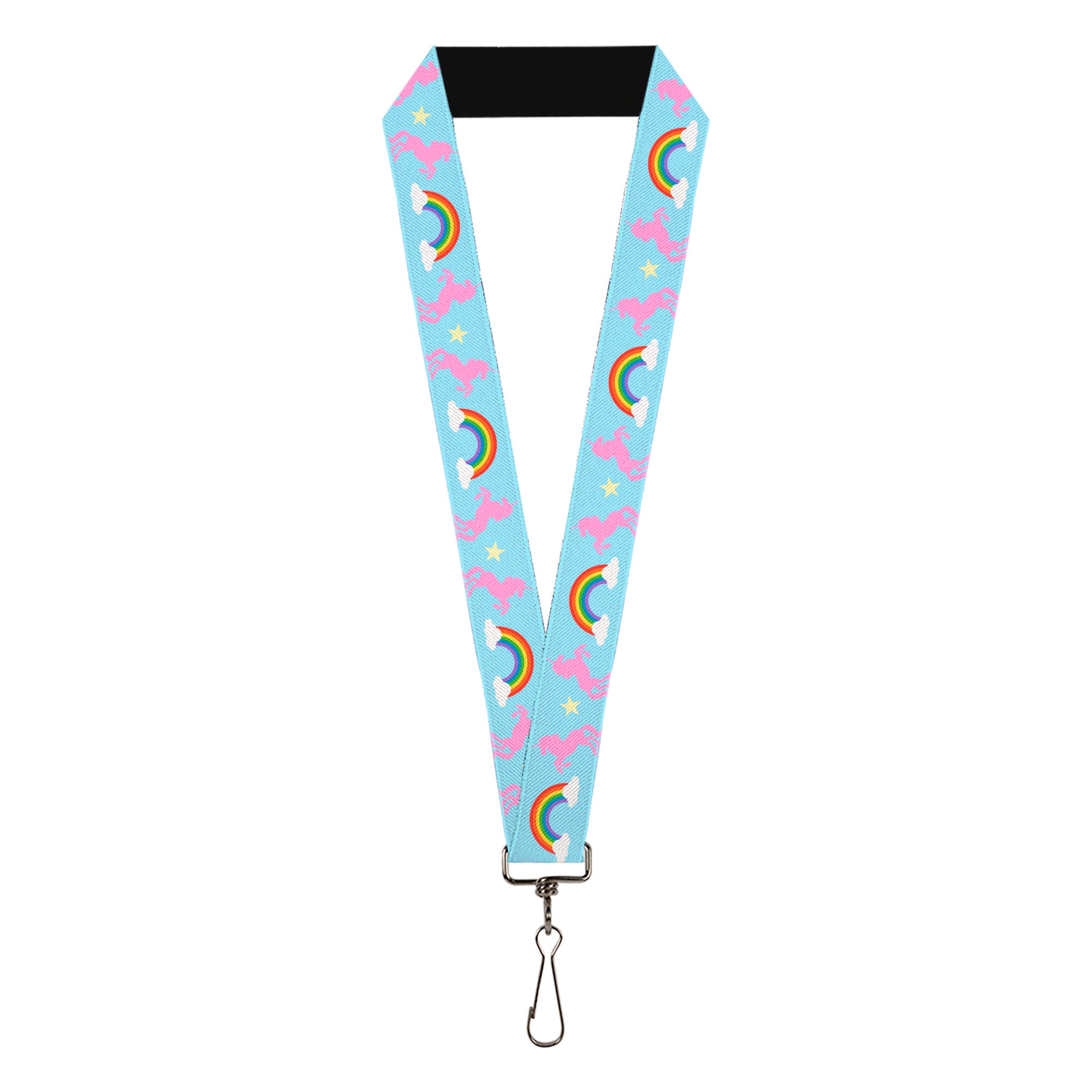Lanyard - 1.0" - Unicorns Rainbow Star Baby Blue Pink Yellow Lanyards Buckle-Down