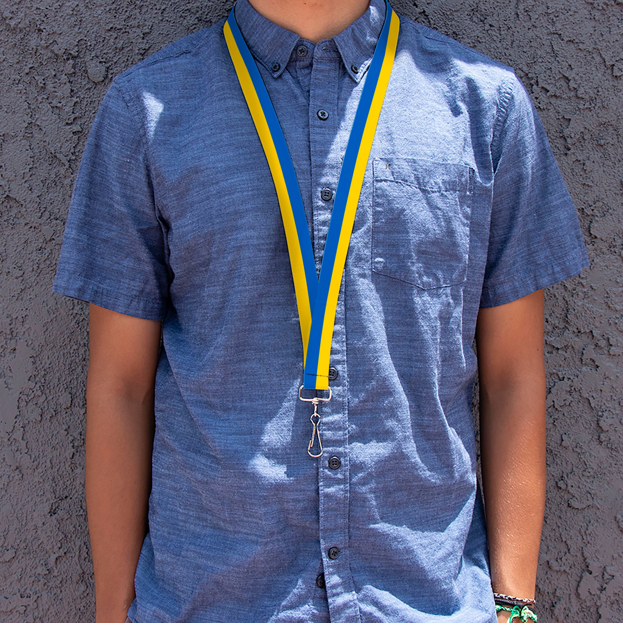 Lanyard - 1.0" - Ukraine Flag Continuous Lanyards Buckle-Down