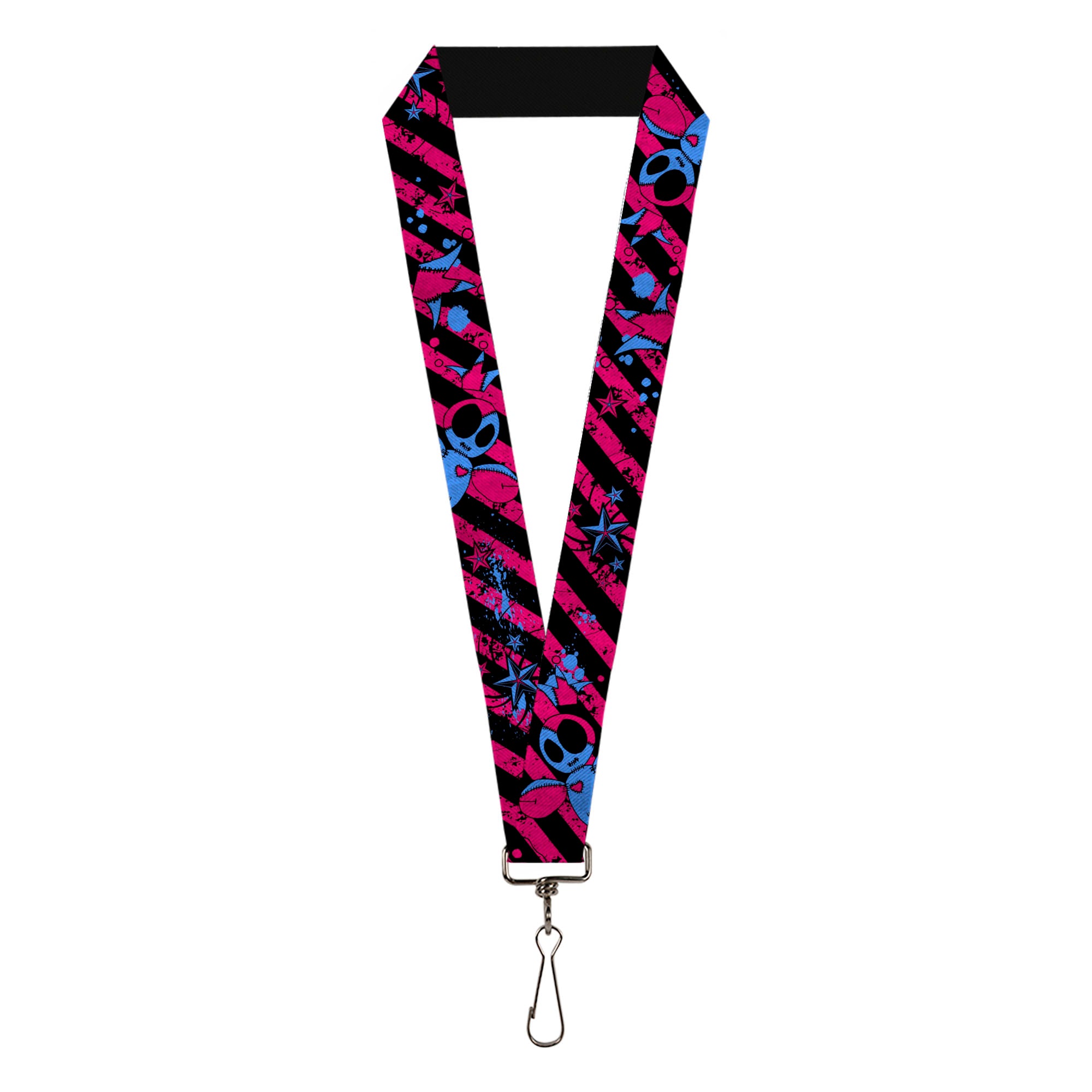 Lanyard - 1.0" - Voodoo Black Pink Blue Lanyards Buckle-Down