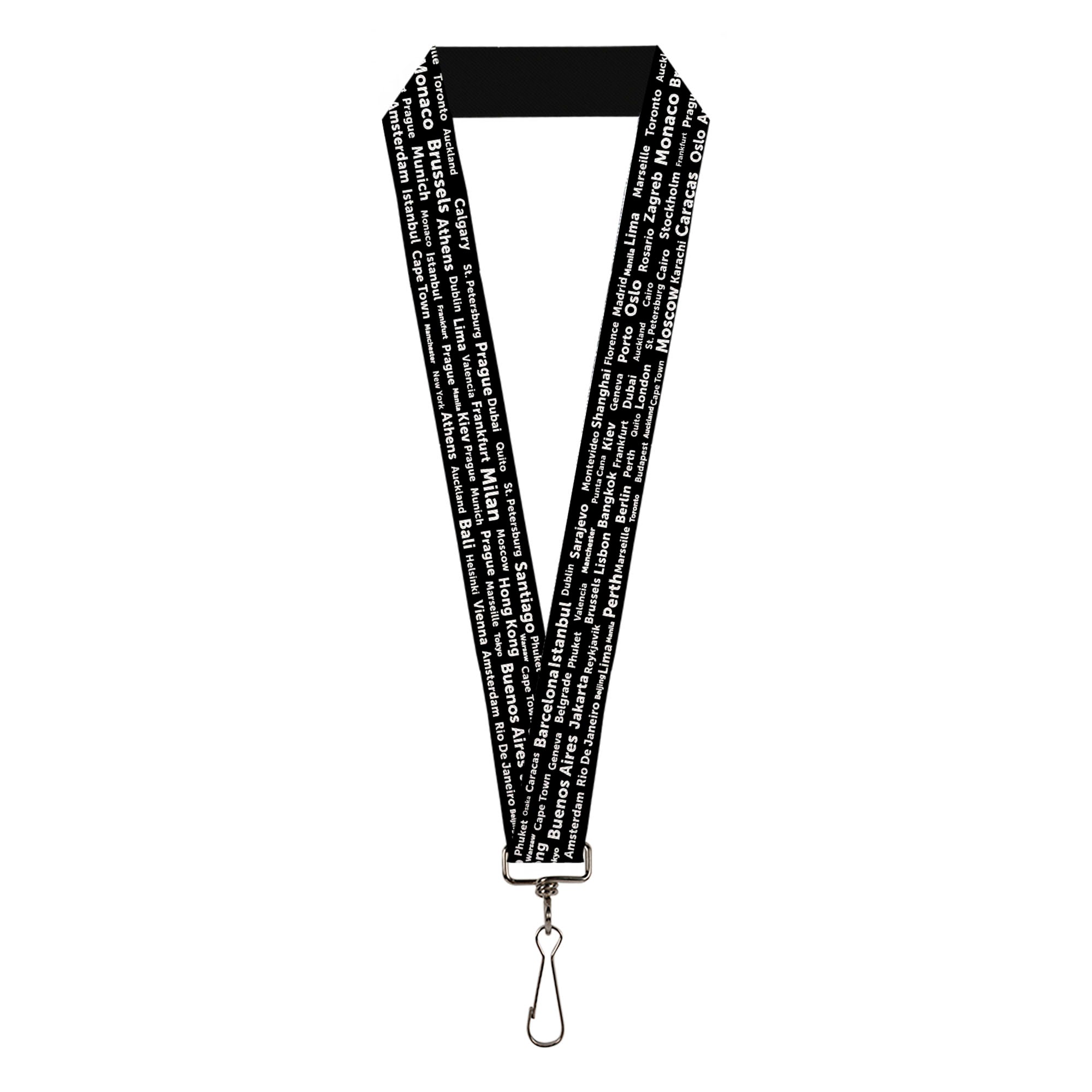 Lanyard - 1.0" - Verbiage Destination Cities Black White Lanyards Buckle-Down