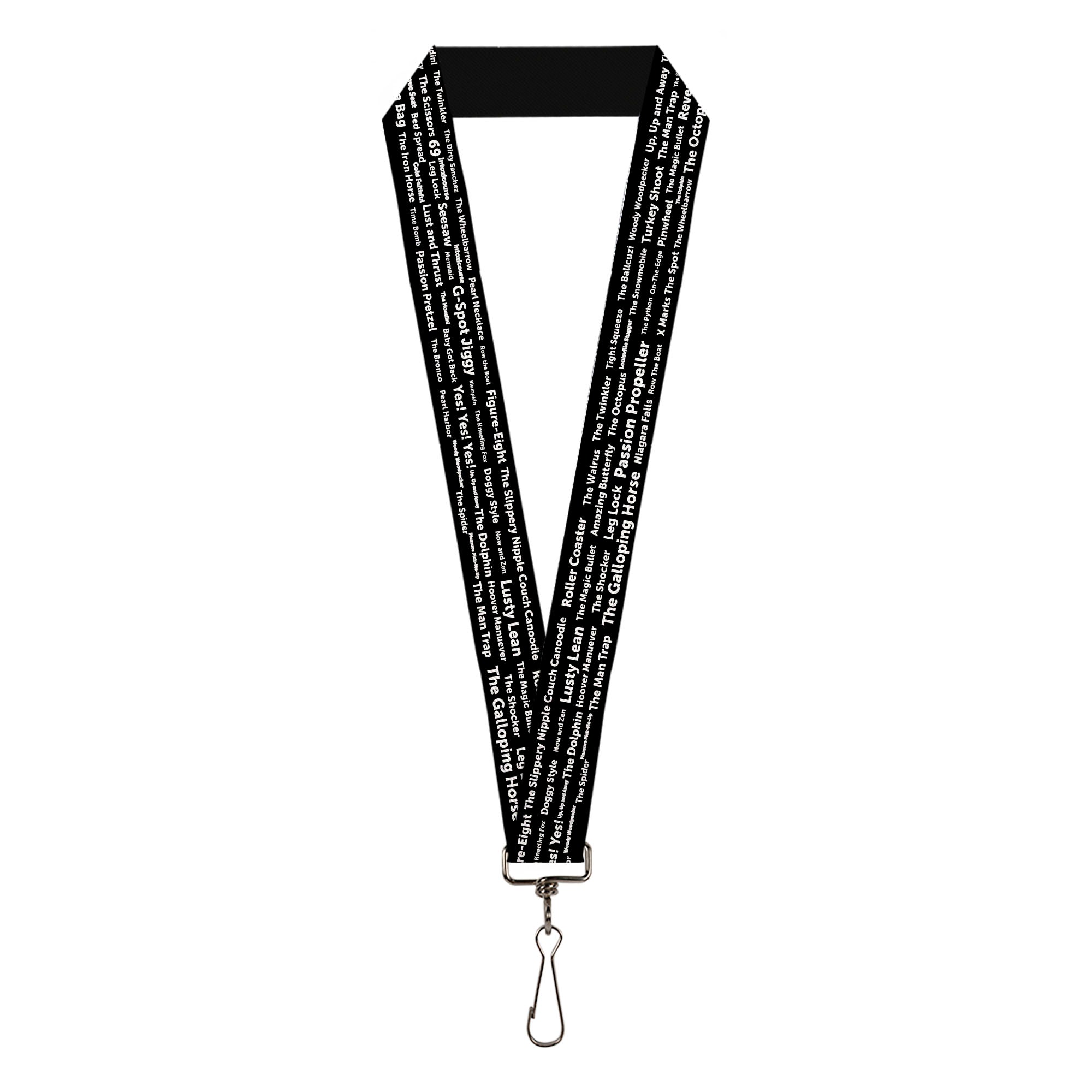 Buckle-Down Lanyard - Verbiage Sex Positions Black/White Lanyards Buckle-Down