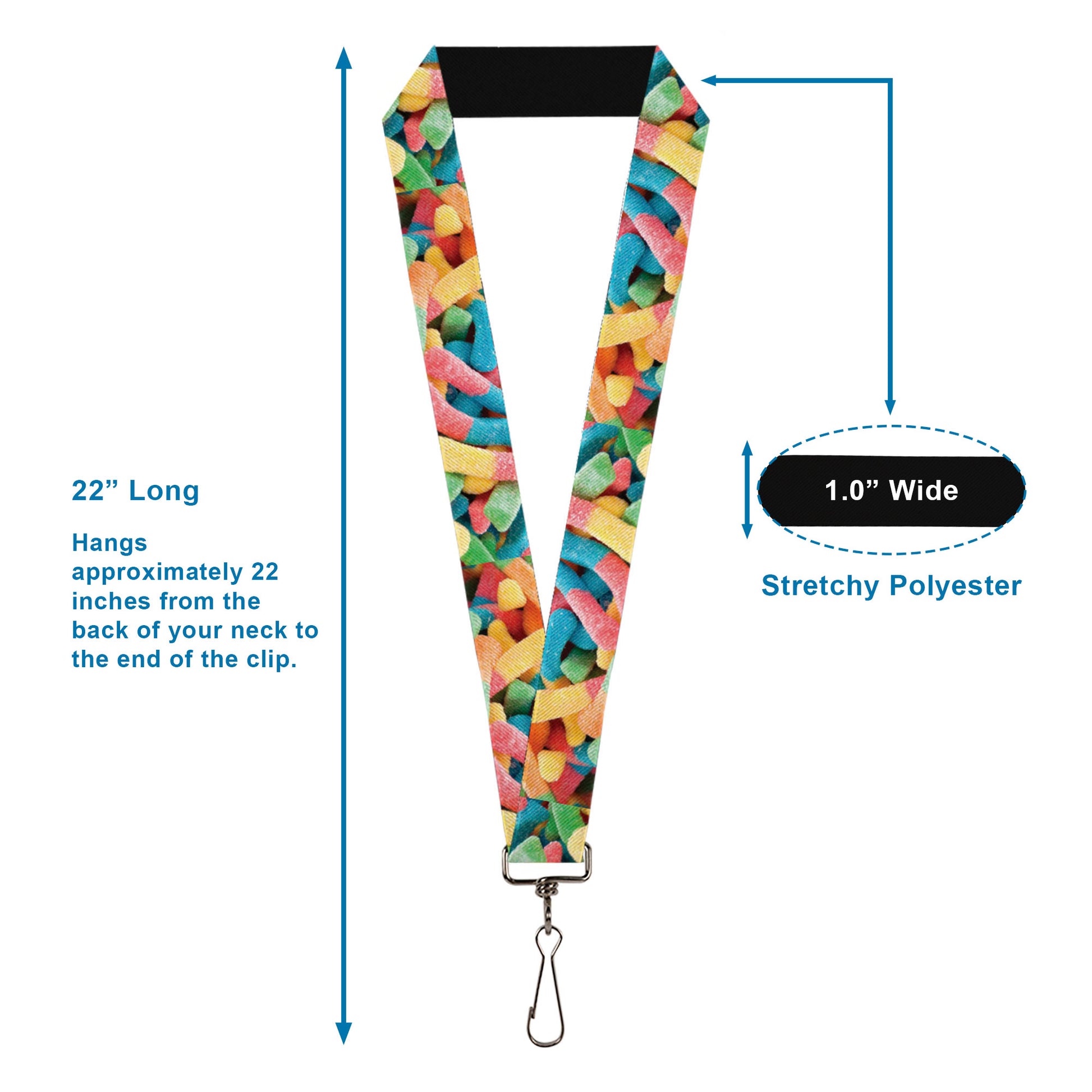 Lanyard - 1.0" - Vivid Sour Worms Stacked Lanyards Buckle-Down