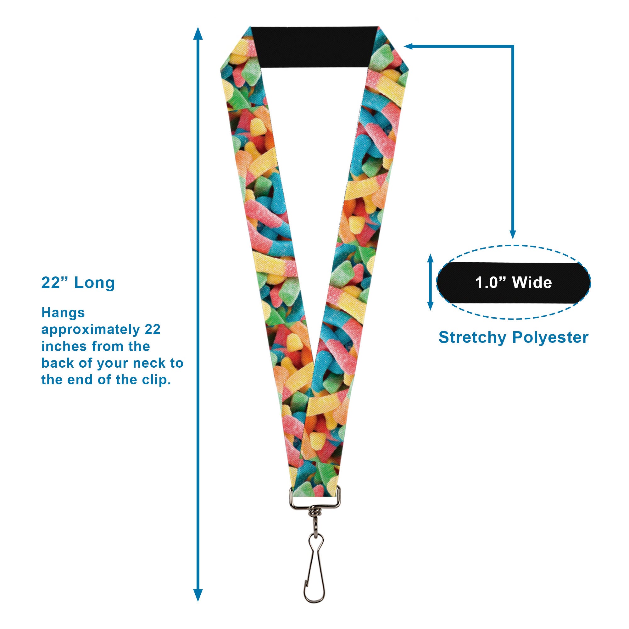 Lanyard - 1.0" - Vivid Sour Worms Stacked Lanyards Buckle-Down