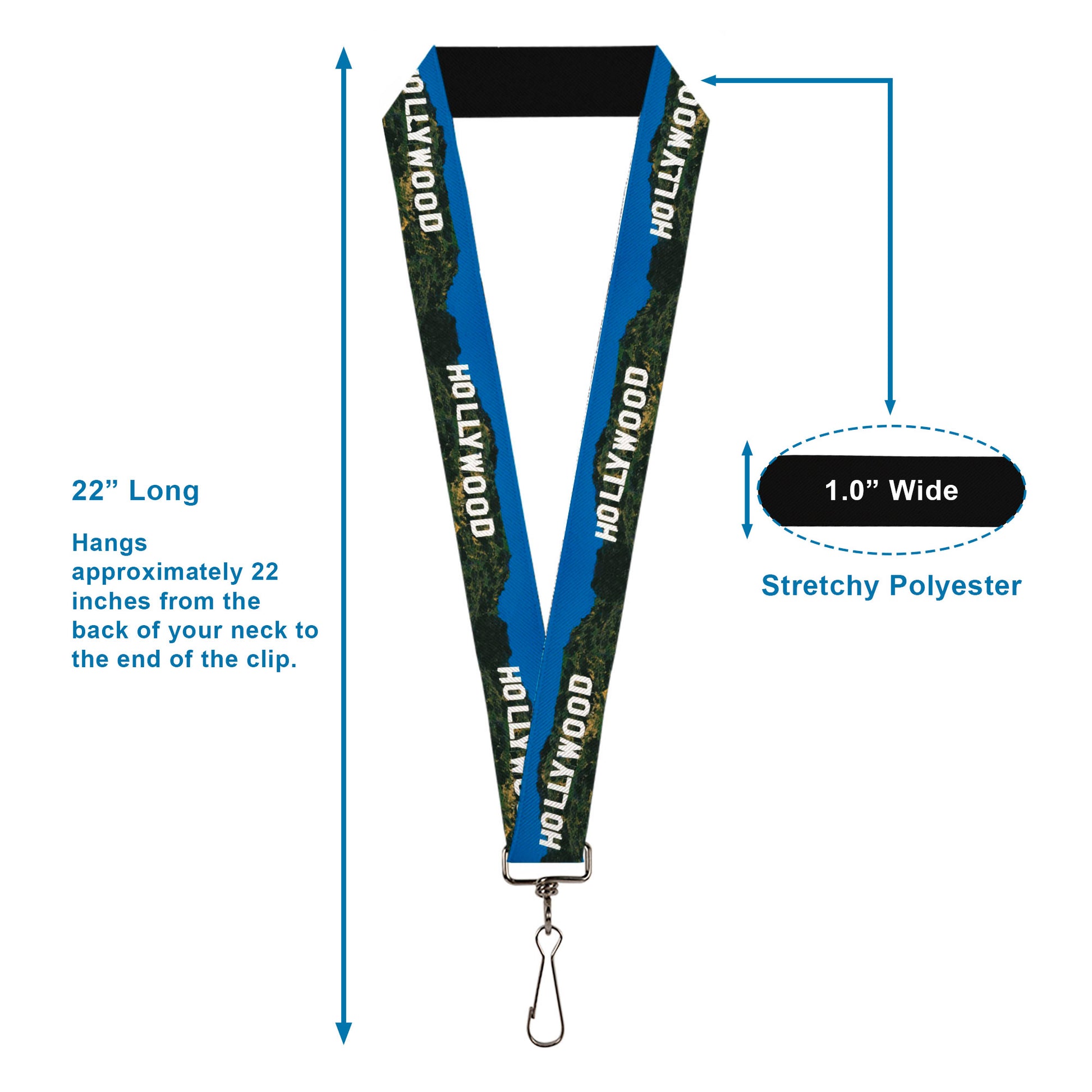 Lanyard - 1.0" - Vivid HOLLYWOOD Sign Lanyards Buckle-Down