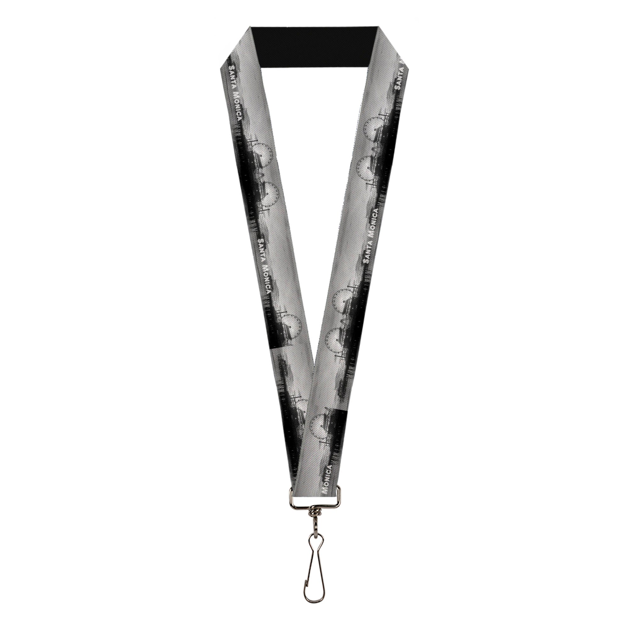 Lanyard - 1.0" - Vivid SANTA MONICA Pier Skyline Grays White Lanyards Buckle-Down