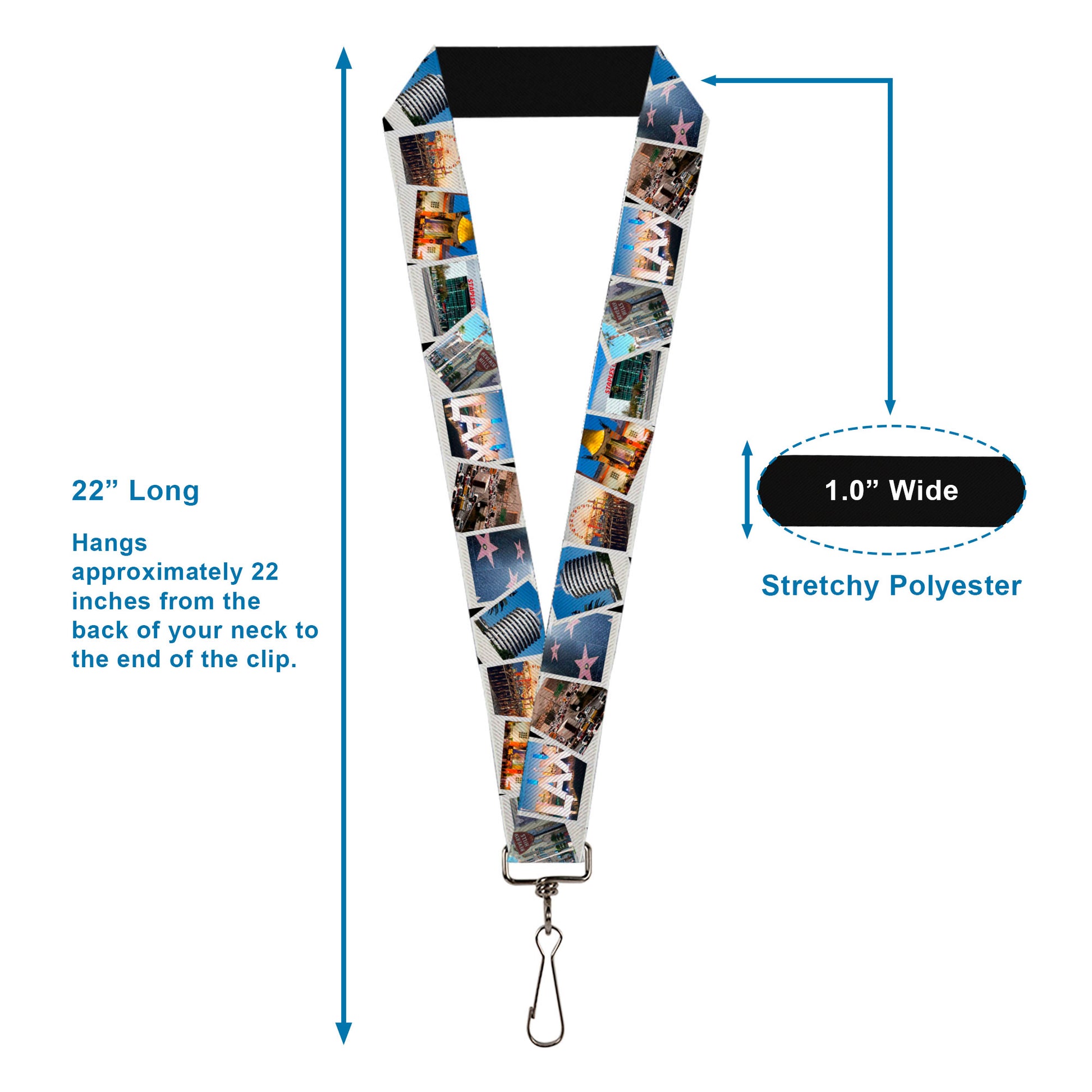 Lanyard - 1.0" - Vivid Los Angeles Snapshots Stacked Lanyards Buckle-Down