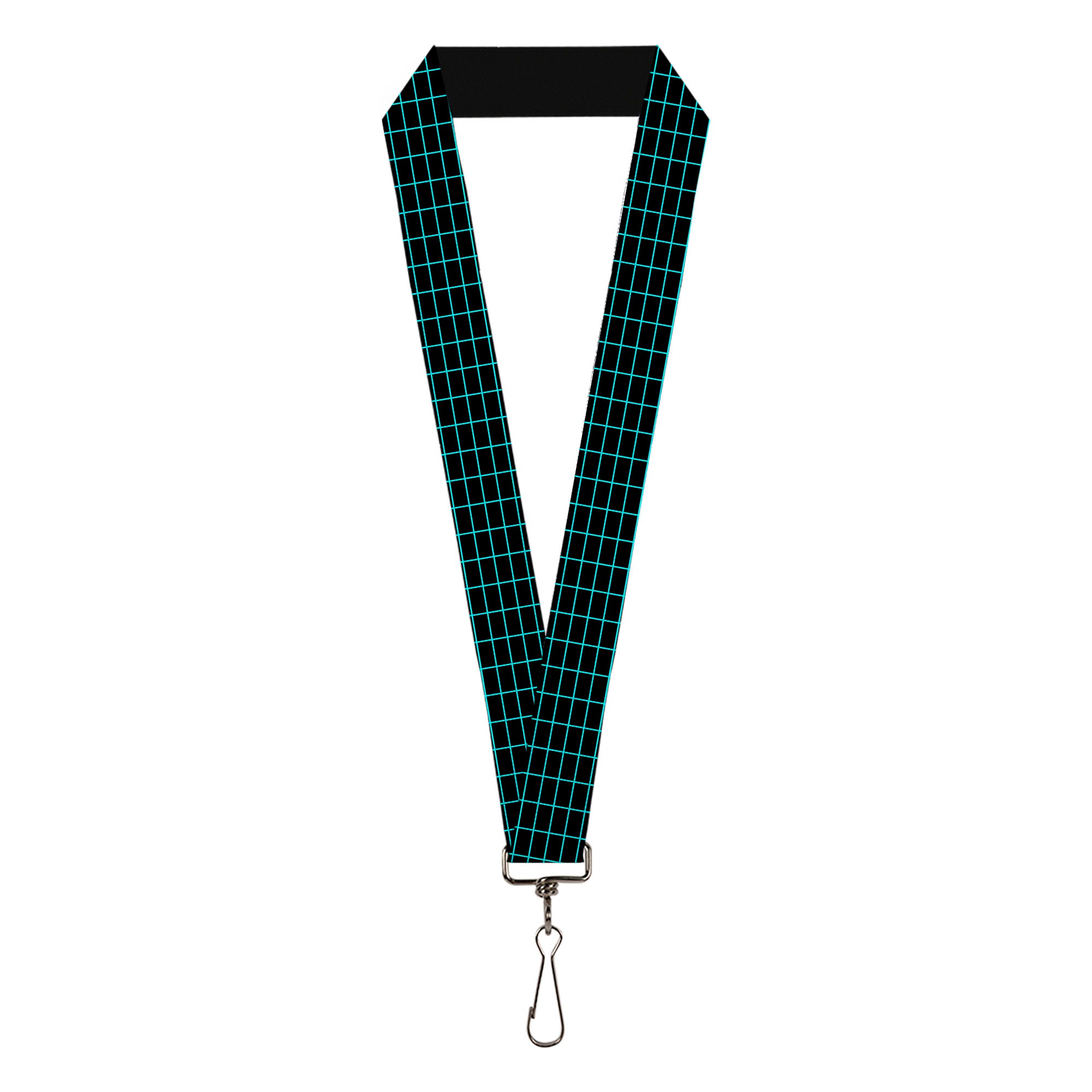 Lanyard - 1.0" - Wire Grid Black Blue Lanyards Buckle-Down