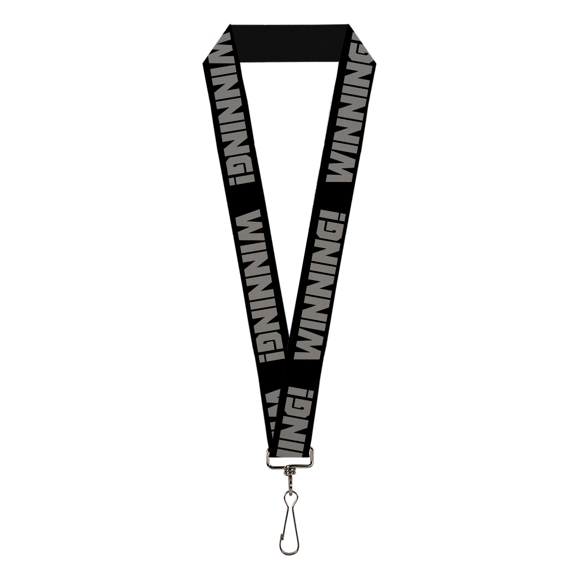 Lanyard - 1.0" - WINNING! Black Gray Lanyards Buckle-Down