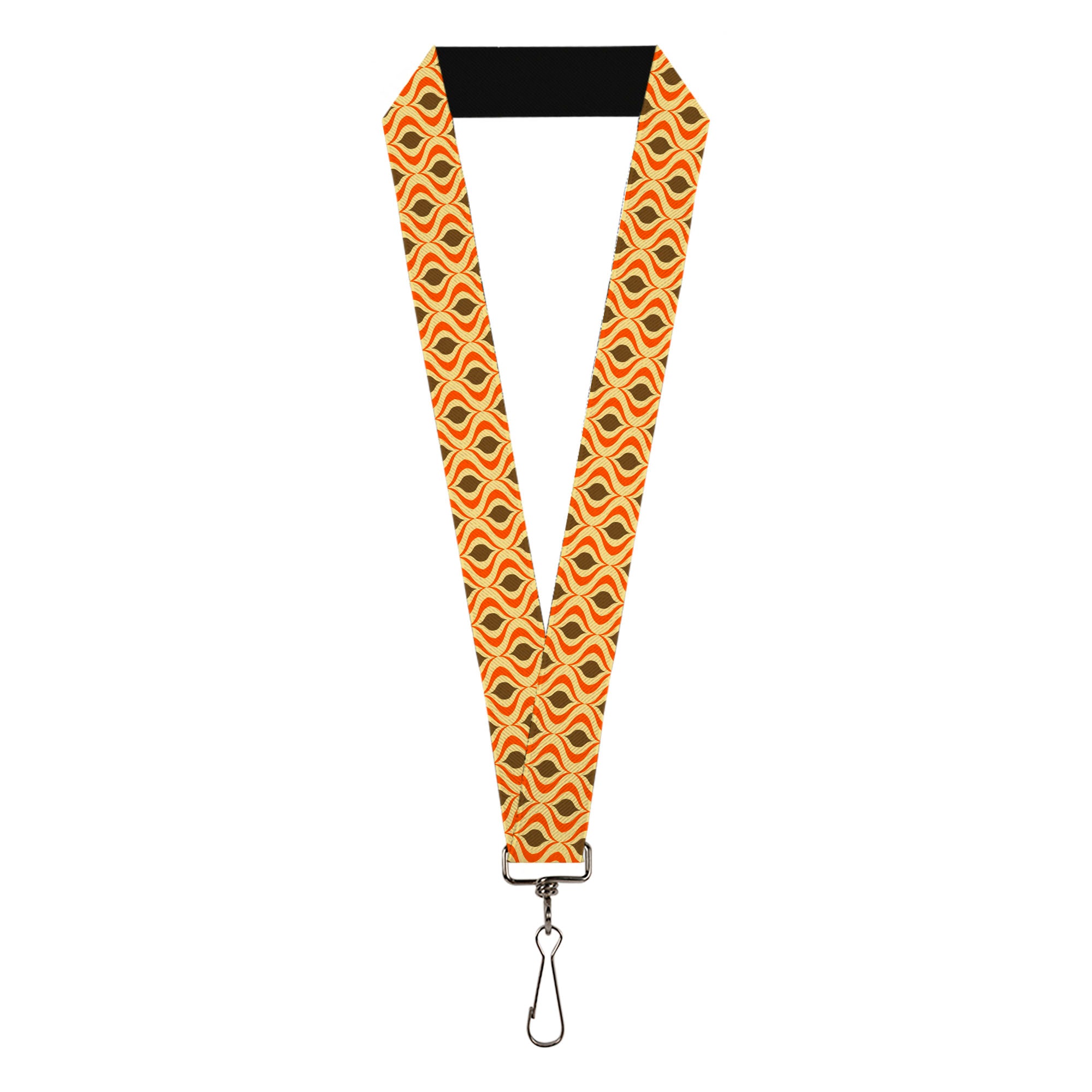 Lanyard - 1.0" - Wallpaper1 Ogee Tan Orange Brown Lanyards Buckle-Down