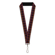 Lanyard - 1.0" - Wire Grid Black Orange Purple Lanyards Buckle-Down
