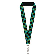 Lanyard - 1.0" - Wire Grid Black Turquoise Yellow Lanyards Buckle-Down