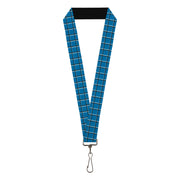 Lanyard - 1.0" - Wire Grid Turquoise Gray White Lanyards Buckle-Down