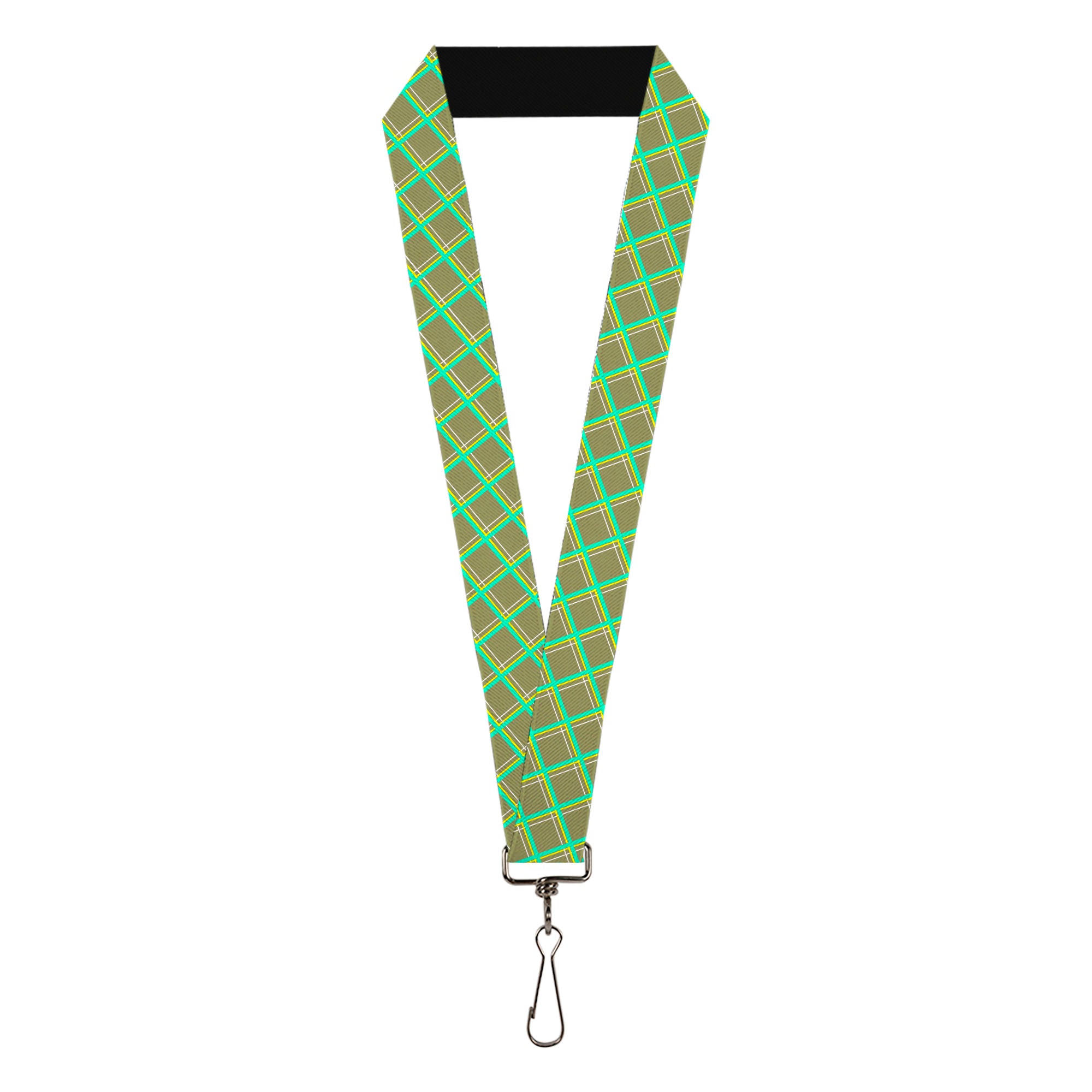 Lanyard - 1.0" - Wire Grid Tan Green Yellow Lanyards Buckle-Down