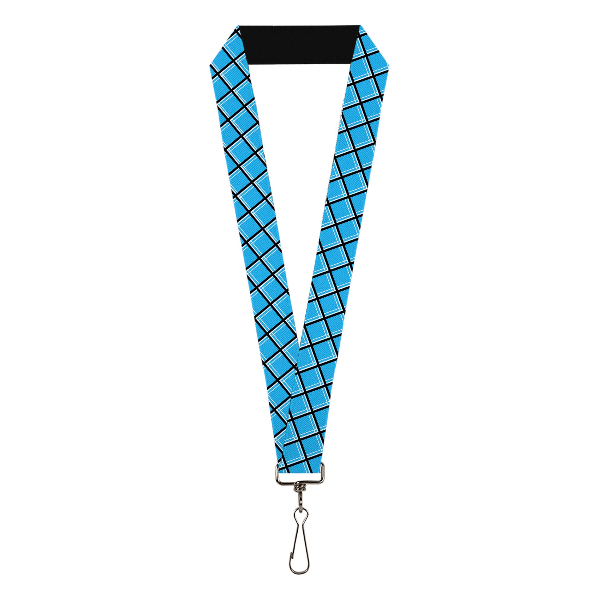 buckle down Lanyard - 1.0" - Wire Grid Baby Blue Black White