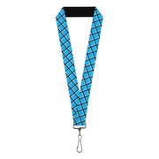 Lanyard - 1.0" - Wire Grid Baby Blue Black White Lanyards Buckle-Down