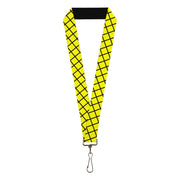 Lanyard - 1.0" - Wire Grid Yellow Black Gray Lanyards Buckle-Down