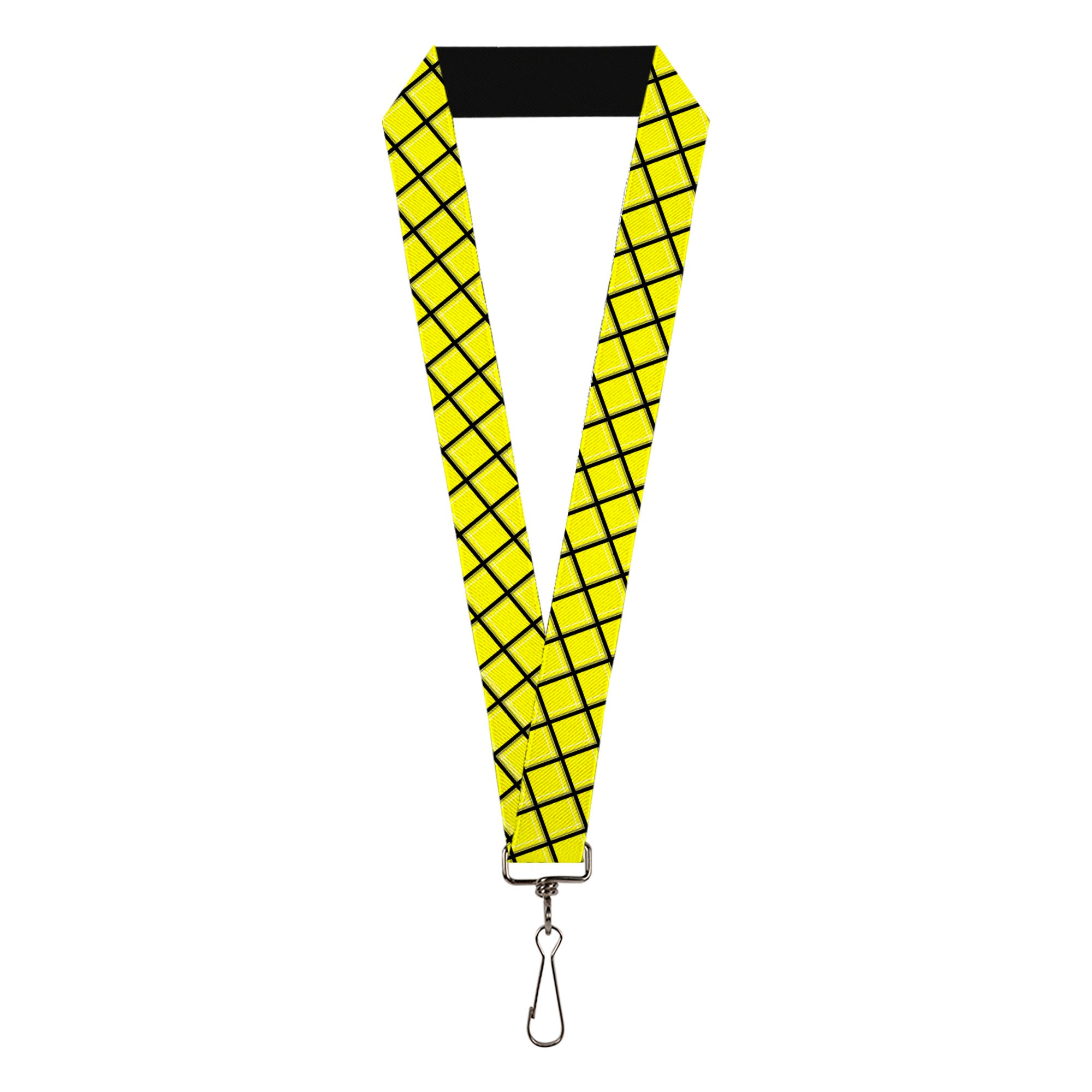 Lanyard - 1.0" - Wire Grid Yellow Black Gray Lanyards Buckle-Down