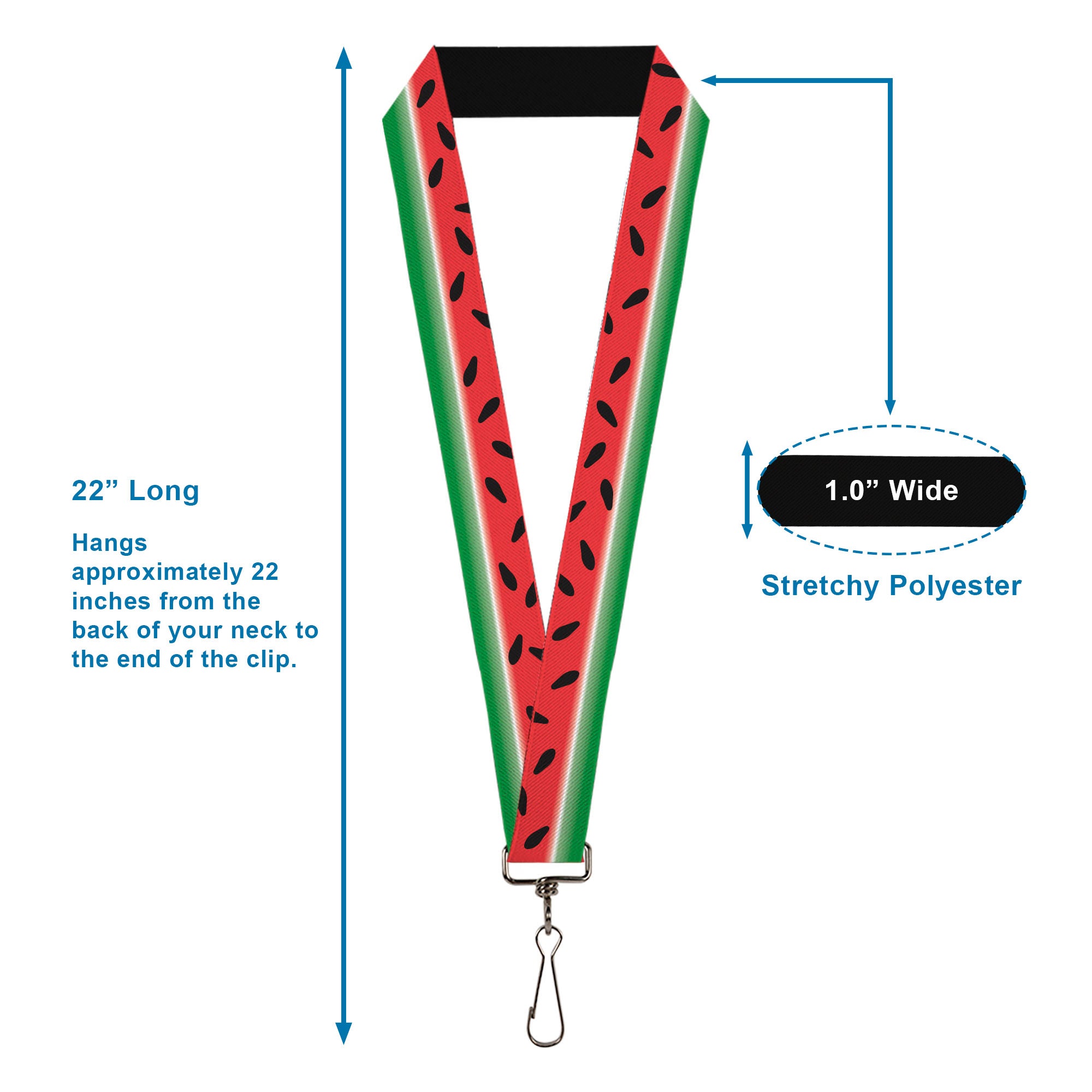 Lanyard - 1.0" - Watermelon Stripe Red Green Black Lanyards Buckle-Down