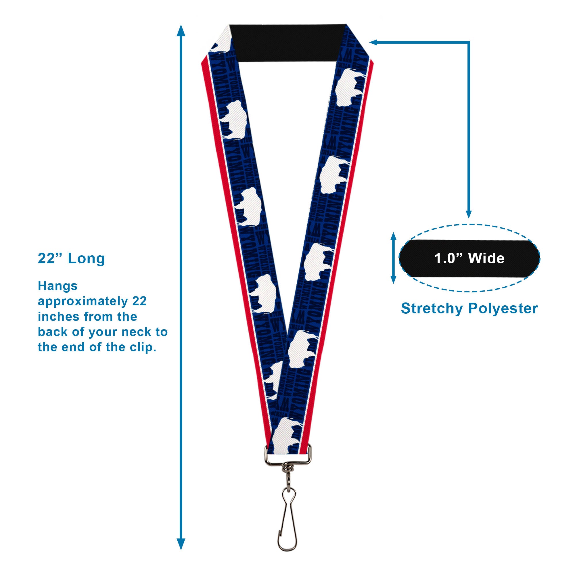 Lanyard - 1.0" - Wyoming Flags WYOMING Typography Lanyards Buckle-Down