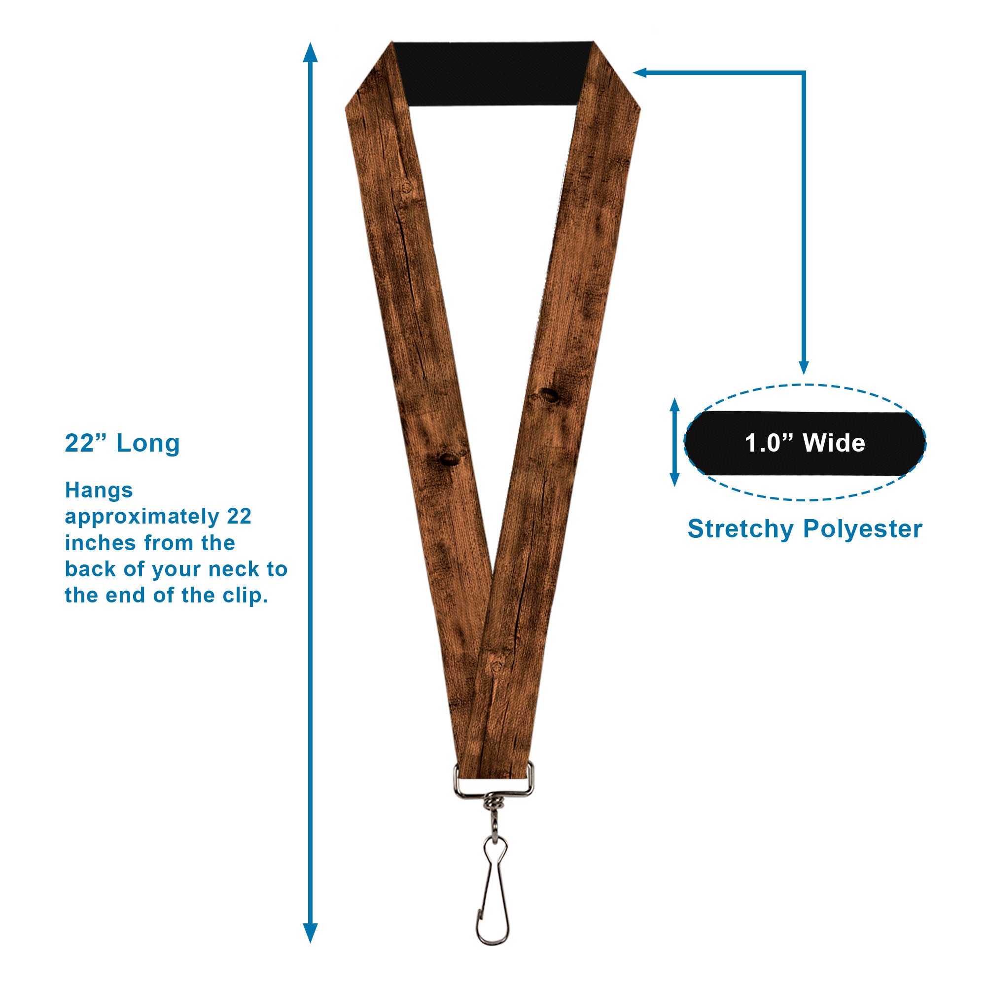Lanyard - 1.0" - Wood Grain3 Horizontal Brown Lanyards Buckle-Down