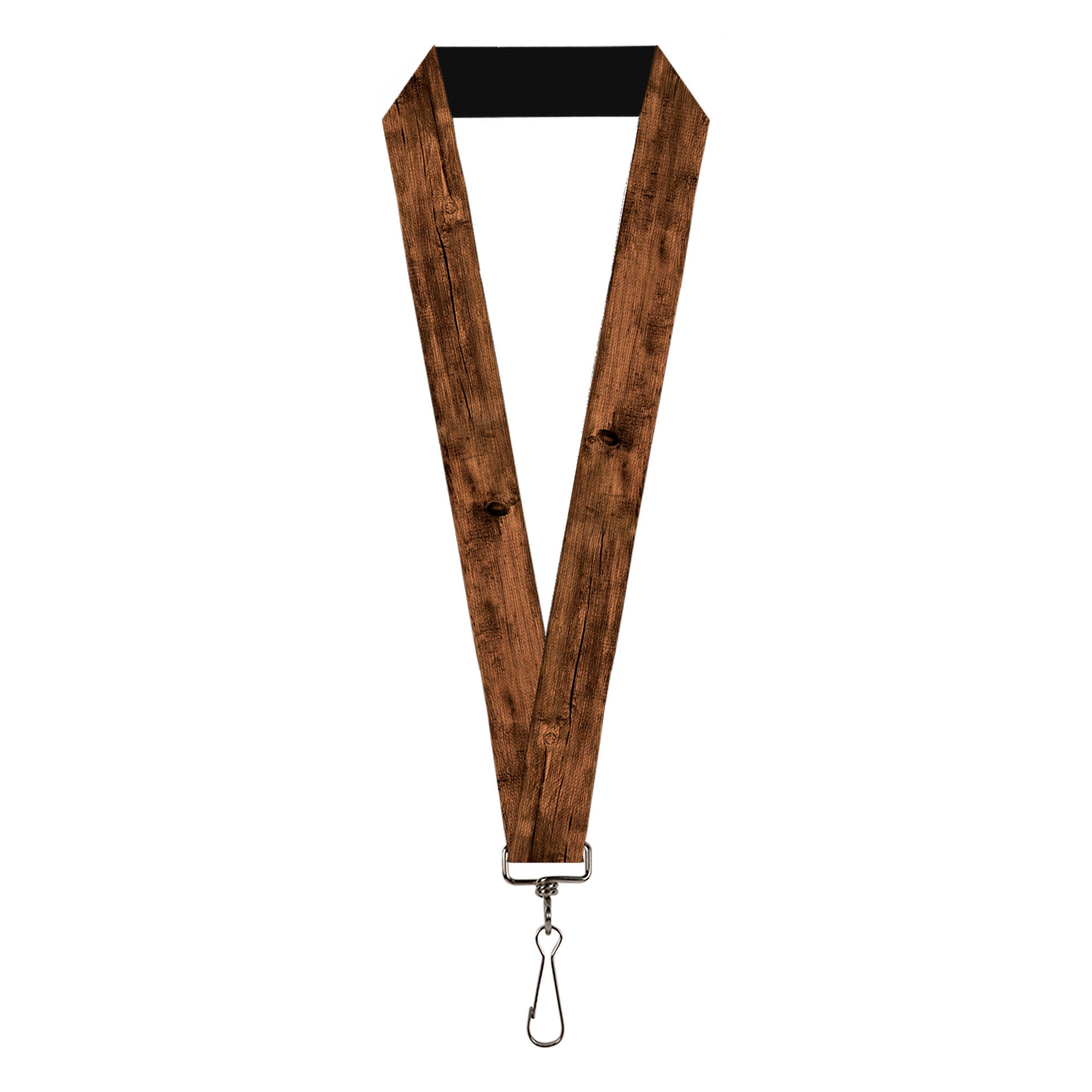Lanyard - 1.0" - Wood Grain3 Horizontal Brown Lanyards Buckle-Down