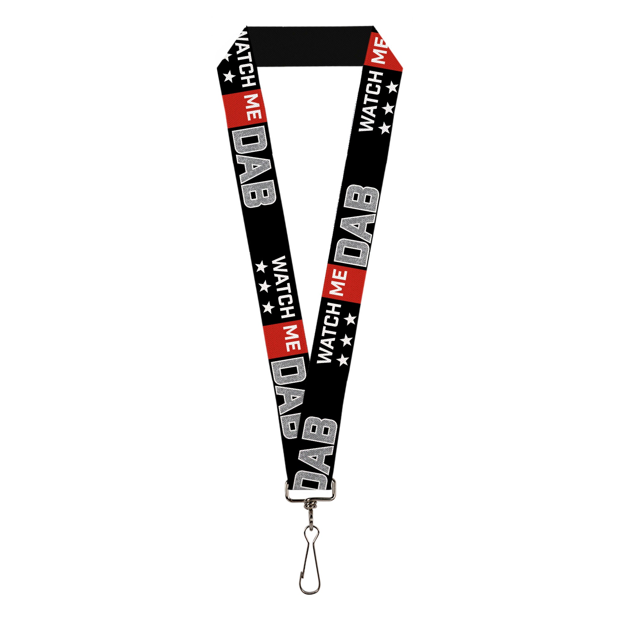 Lanyard - 1.0" - WATCH ME DAB Stars Black Red White Crackle Gray Lanyards Buckle-Down