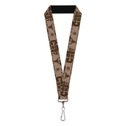Lanyard - 1.0" - Western COWBOY Icons Collage Tan Browns Lanyards Buckle-Down