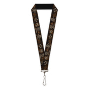 Lanyard - 1.0" - Western NO GUTS NO GLORY Skull and Crossbones Browns Gray Lanyards Buckle-Down