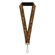 Lanyard - 1.0" - Western WHISKEY Heart Repeat Browns Tan Lanyards Buckle-Down