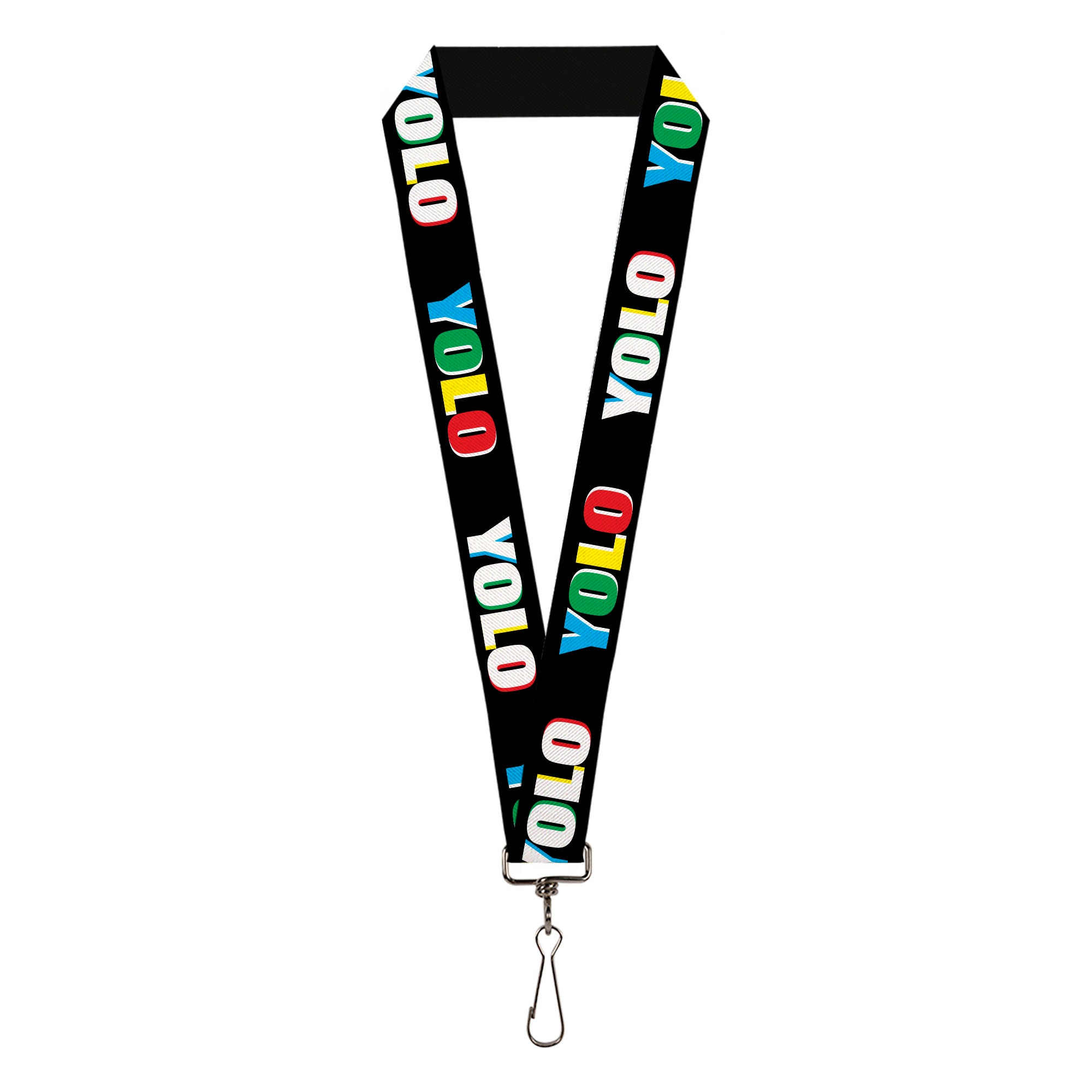 Lanyard - 1.0" - YOLO Black Multi Color Lanyards Buckle-Down