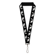 Lanyard - 1.0" - Yin Yang w Wings Black White Lanyards Buckle-Down
