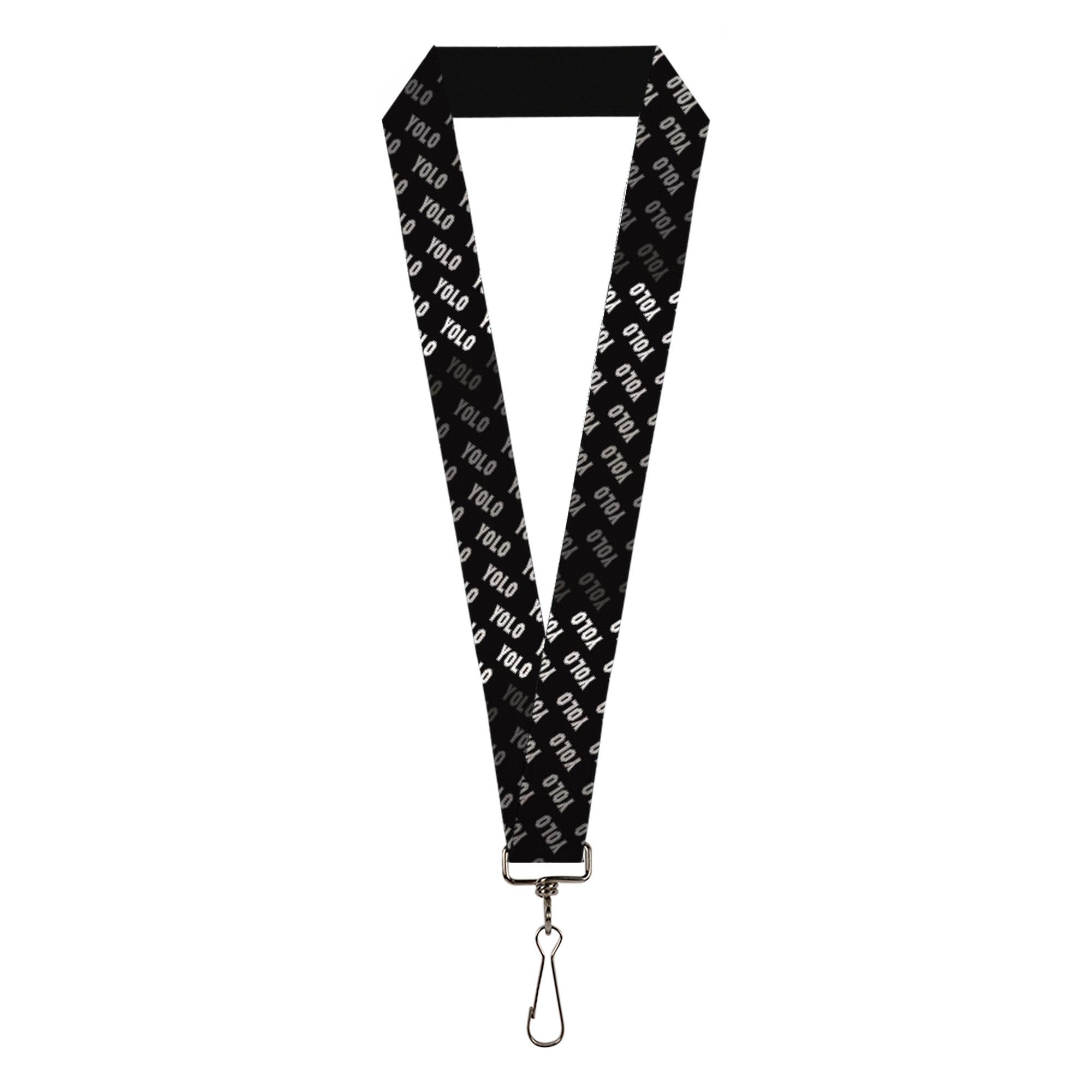 Lanyard - 1.0" - YOLO Diagonal Black Gray White Lanyards Buckle-Down