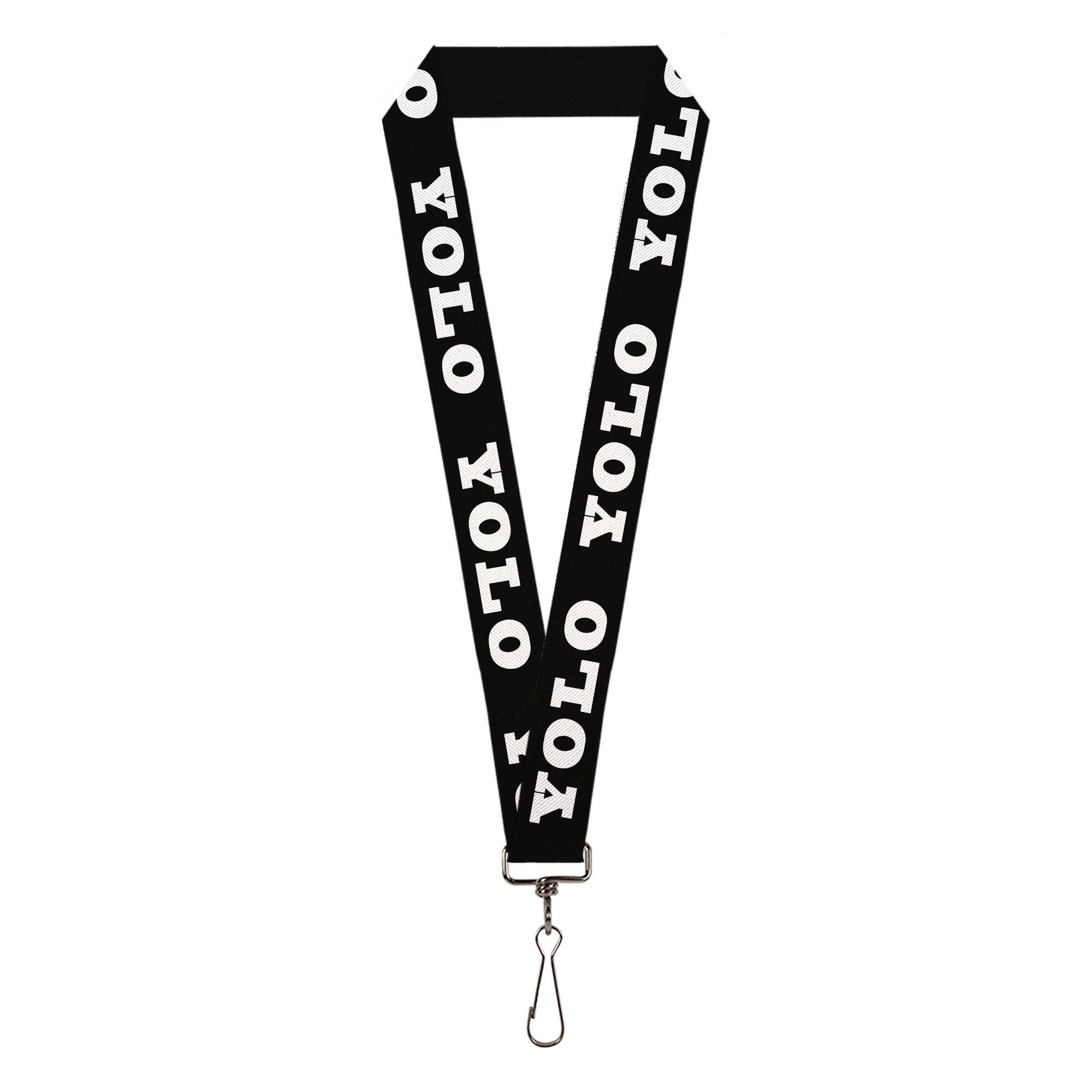 Lanyard - 1.0" - YOLO Bold Black White Lanyards Buckle-Down