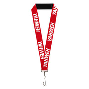 Lanyard - 1.0" - YAHWEH Text Red White Lanyards Buckle-Down