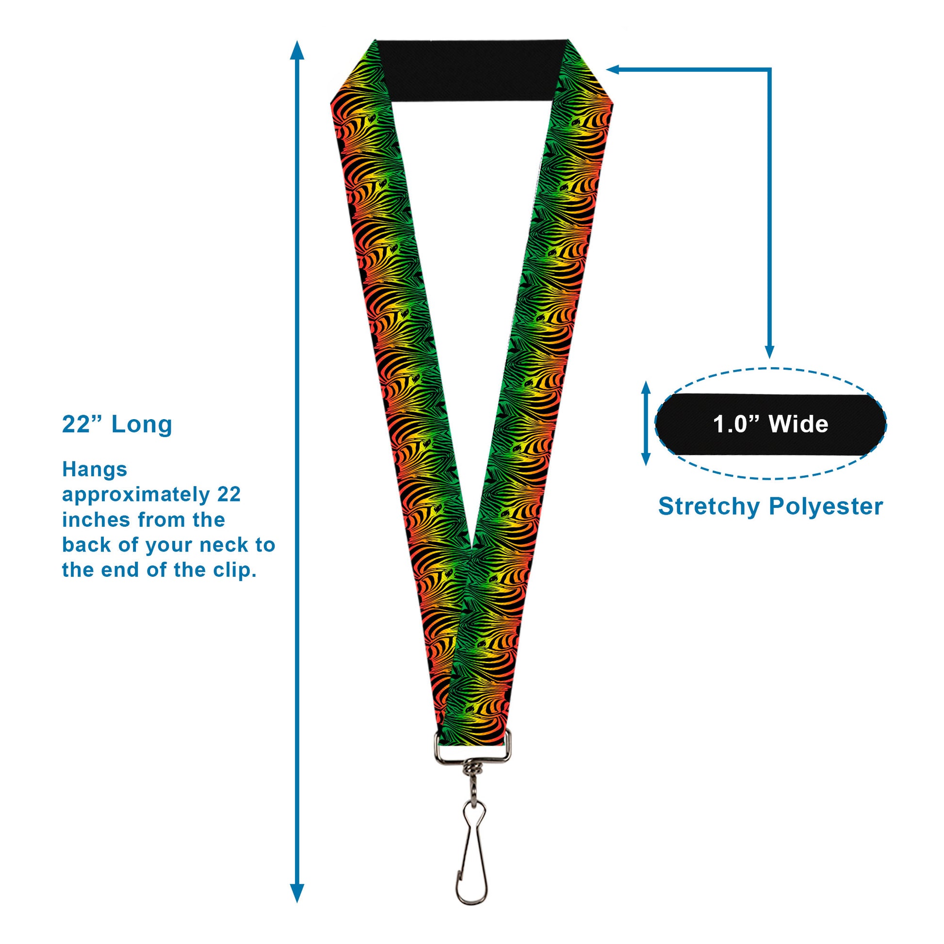 Lanyard - 1.0" - Zebra Head Rasta Lanyards Buckle-Down
